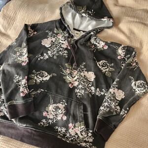 Vans Women's Floral Hoodie Size Medium  Skater Girl Grunge Black Out